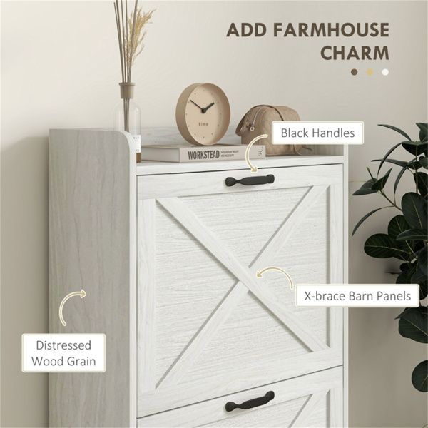 Compact Farmhouse Shoe Storage Cabinet with Adjustable Shelves