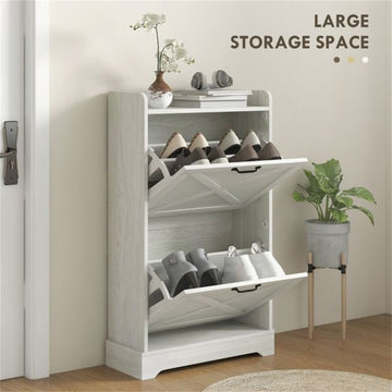Compact Farmhouse Shoe Storage Cabinet with Adjustable Shelves