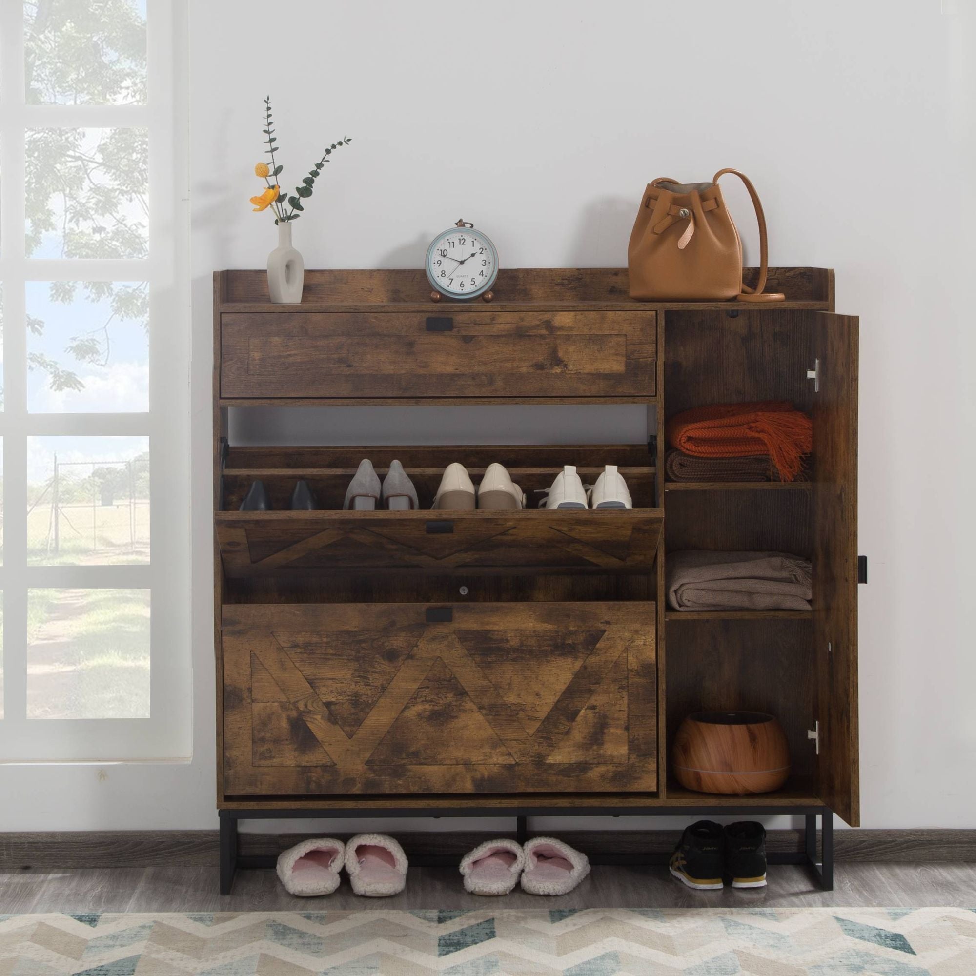 Slim Shoe Cabinet for Narrow Spaces