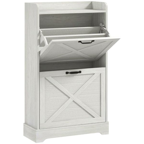 Compact Farmhouse Shoe Storage Cabinet with Adjustable Shelves