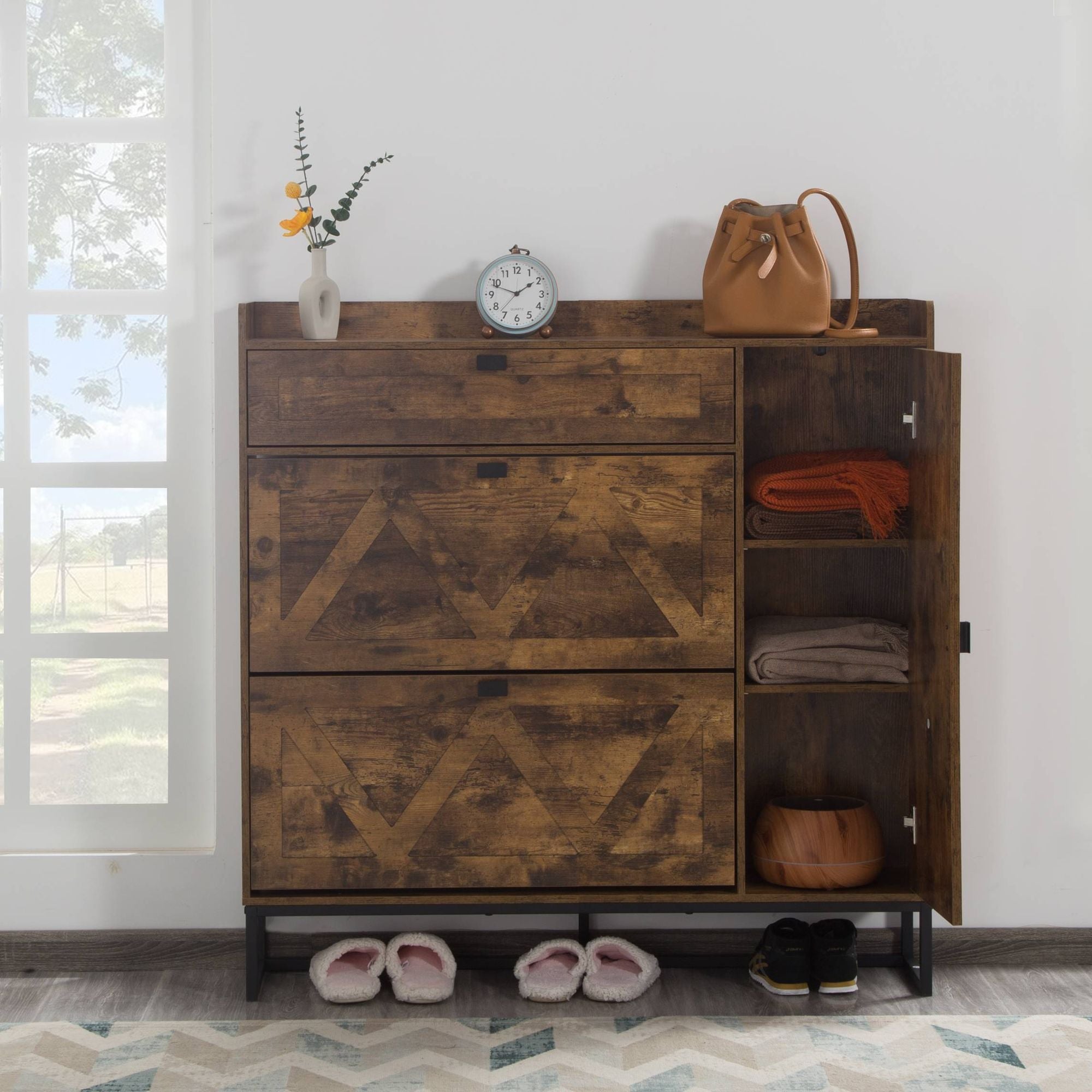 Slim Shoe Cabinet for Narrow Spaces