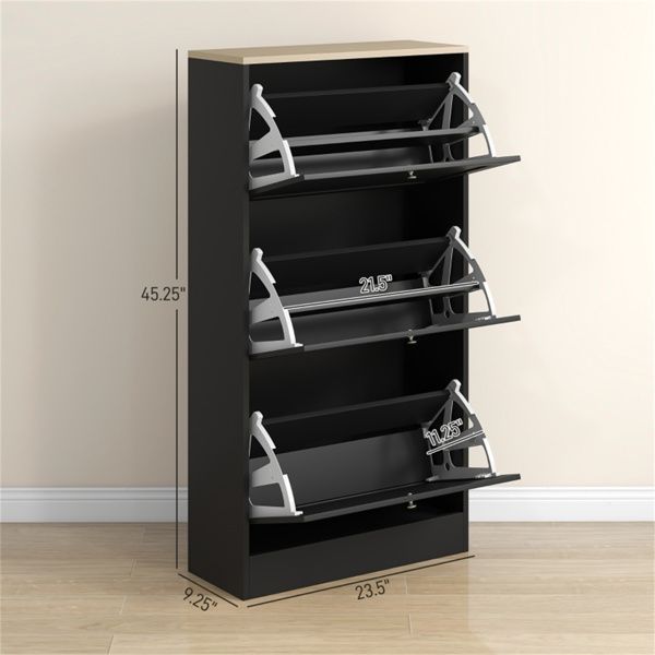 Modern Tilt-Out Shoe Cabinet for Narrow Entryways