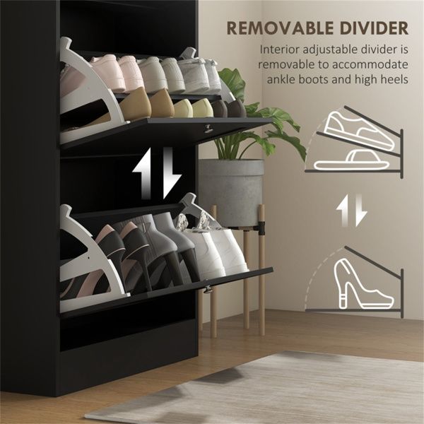 Modern Tilt-Out Shoe Cabinet for Narrow Entryways