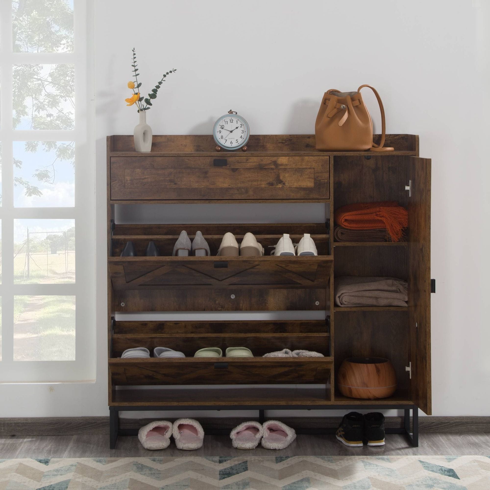 Slim Shoe Cabinet for Narrow Spaces