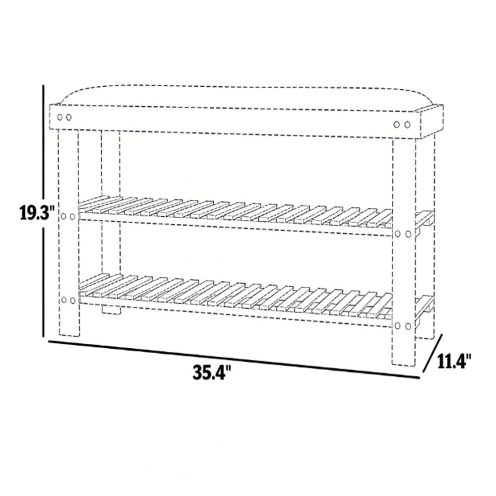 Cushioned Two-Tier Entryway Shoe Storage Bench