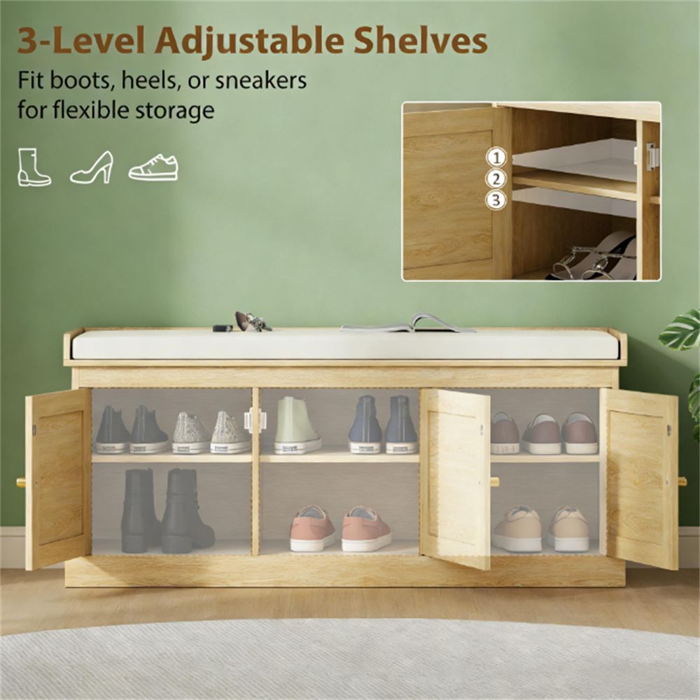 Shoe storage platform, shoe rack, entrance bench