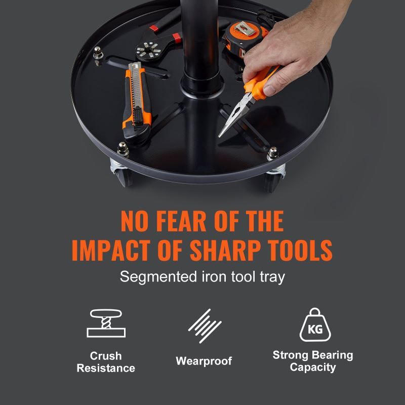 Adjustable Rolling Mechanic Stool with Tool Tray