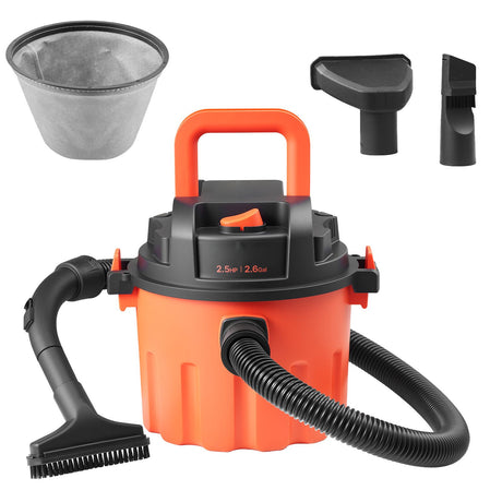 Portable Dry Shop Vacuum with Three Detail Attachments