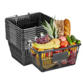 Shopping Baskets, 12 PCS, 21L Stackable PE Plastic Grocery Baskets with Handles, Dense Mesh Structur