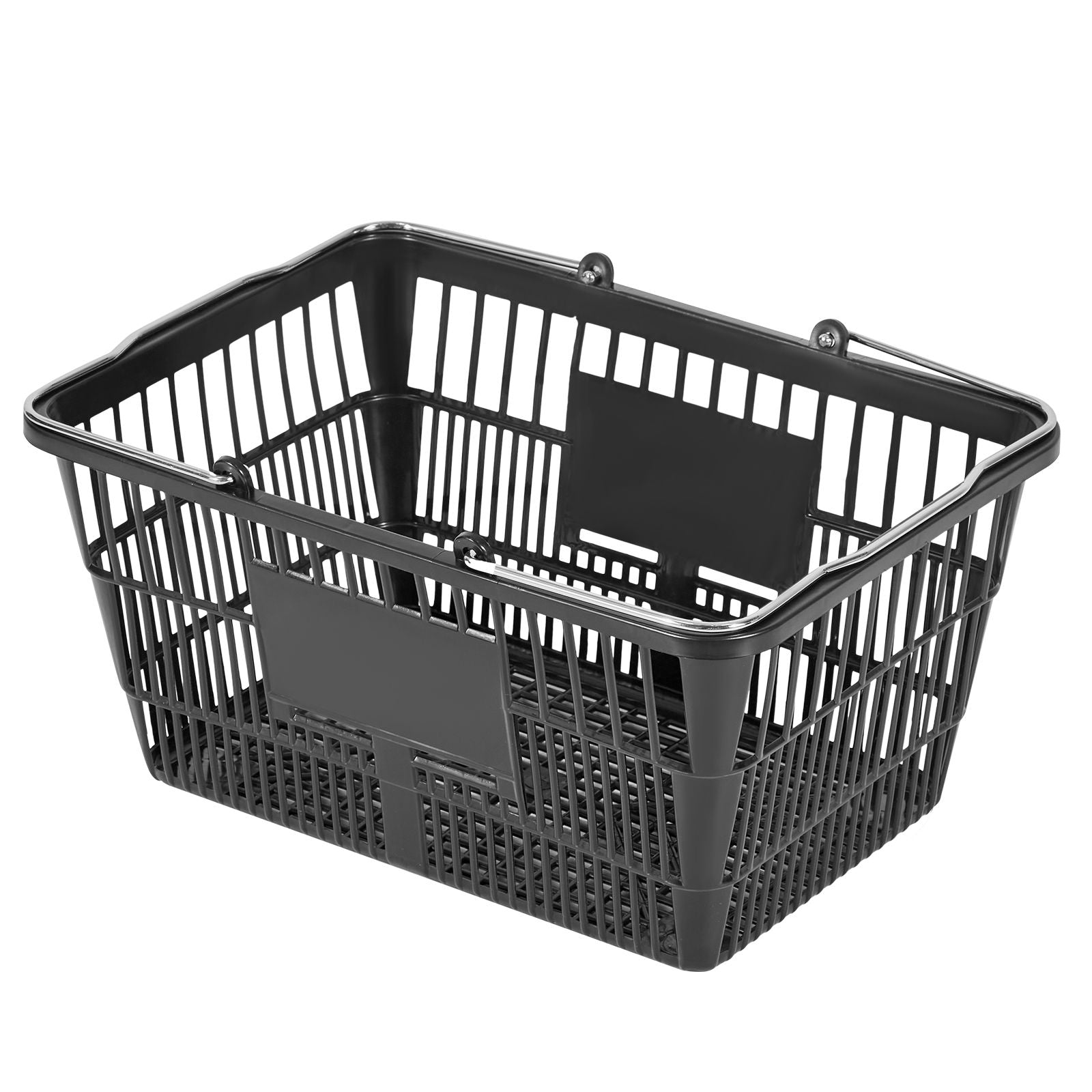 Shopping Baskets, 12 PCS, 21L Stackable PE Plastic Grocery Baskets with Handles, Dense Mesh Structur