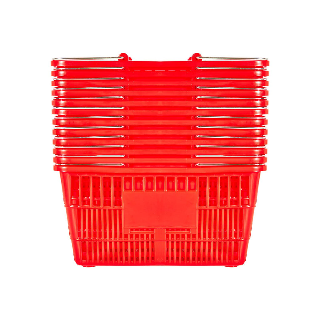 12-Pack Stackable Shopping Baskets with Metal Handles – Large Capacity