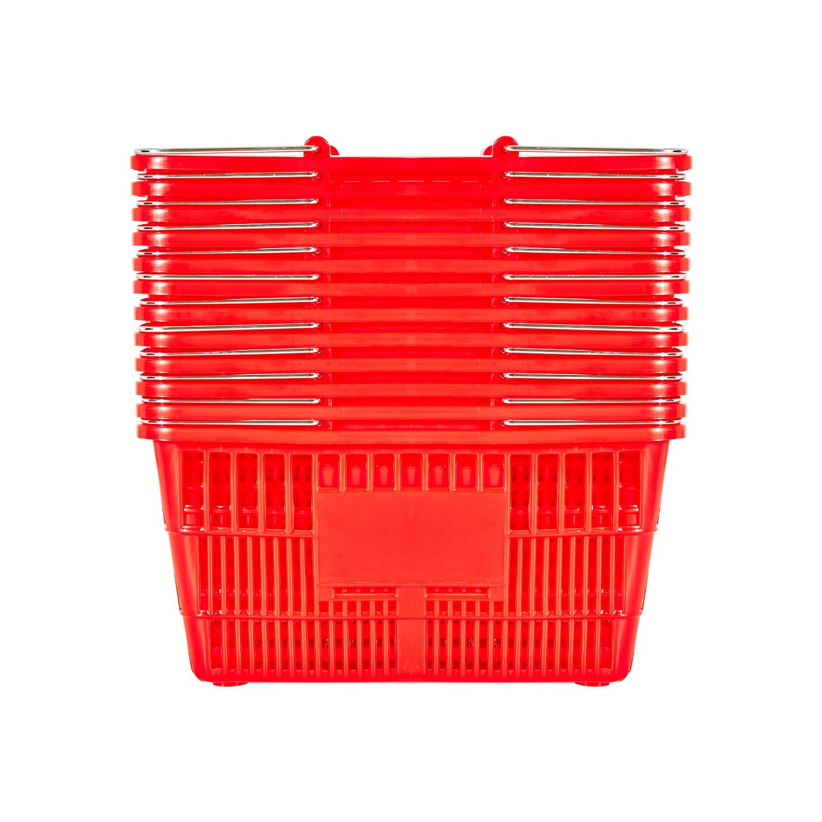 12-Pack Stackable Shopping Baskets with Metal Handles – Large Capacity