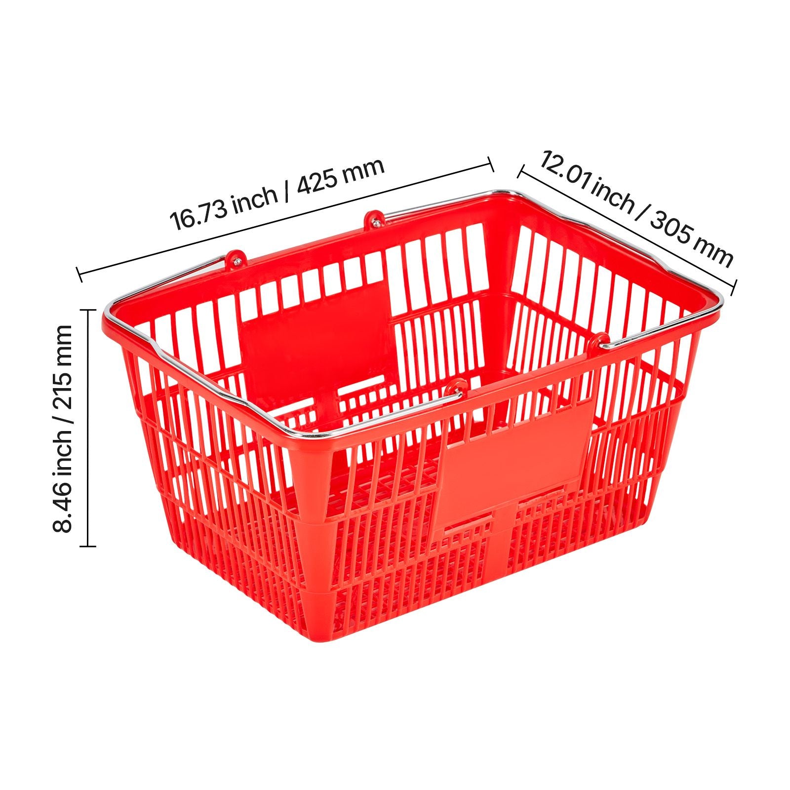 12-Pack Stackable Shopping Baskets with Metal Handles – Large Capacity
