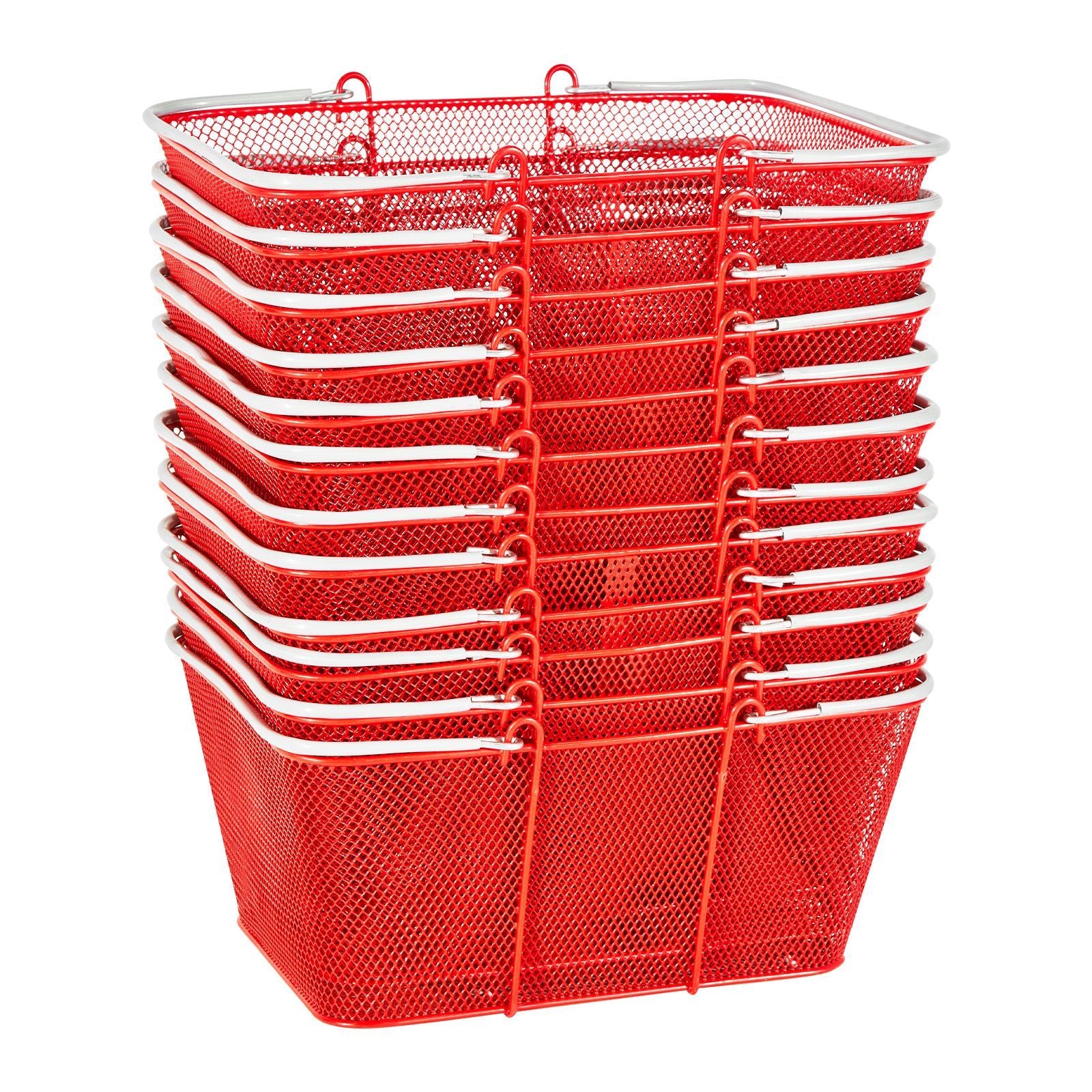 12-Pack Stackable Metal Shopping Baskets for Retail & Home Storage