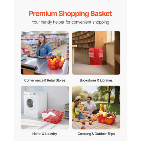 12-Pack Stackable Metal Shopping Baskets for Retail & Home Storage