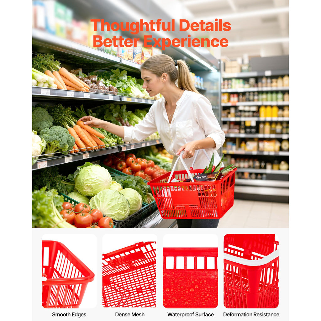 Stackable Plastic Shopping Baskets with Handles – 20 Pack