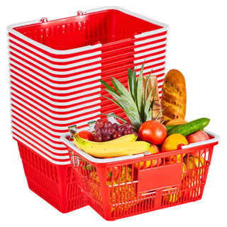 Stackable Plastic Shopping Baskets with Handles – 20 Pack