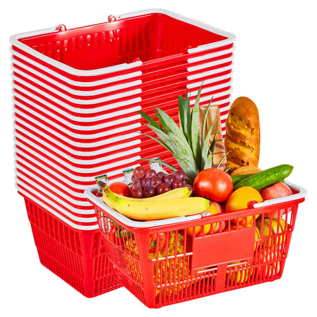 Stackable Plastic Shopping Baskets with Handles – 20 Pack
