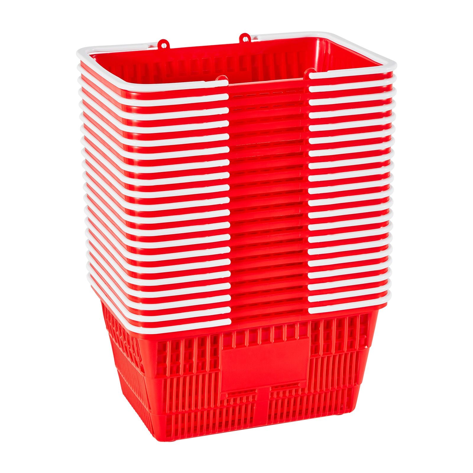 Stackable Plastic Shopping Baskets with Handles – 20 Pack