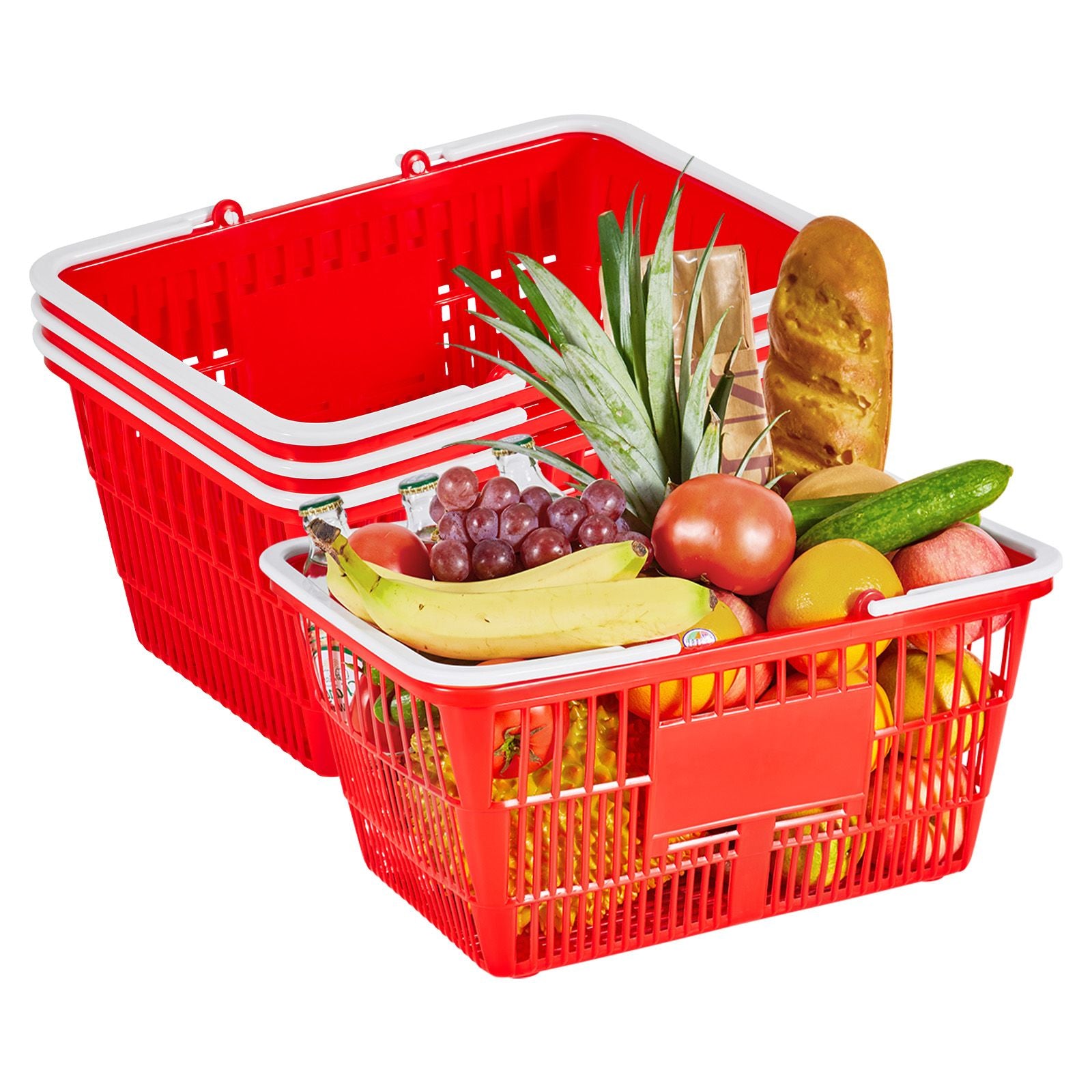 everyday Stackable Shopping Baskets with Ergonomic Handles – 4-Pack
