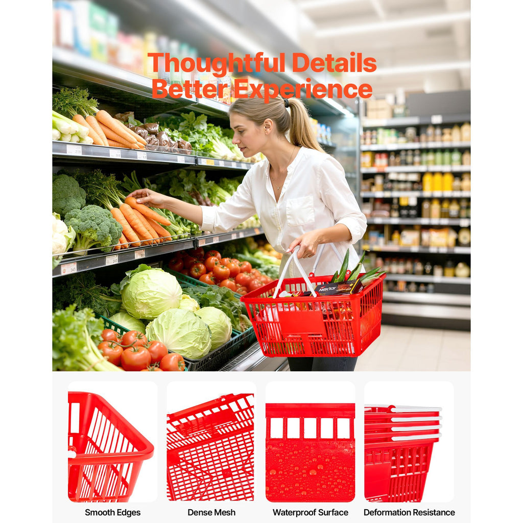 everyday Stackable Shopping Baskets with Ergonomic Handles – 4-Pack