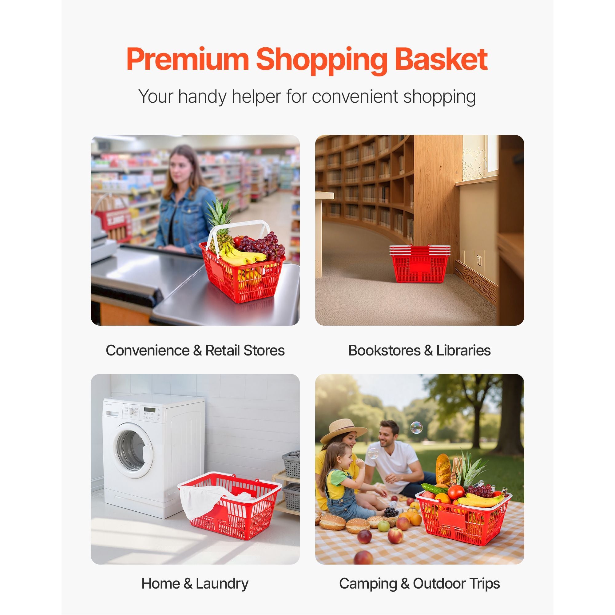 everyday Stackable Shopping Baskets with Ergonomic Handles – 4-Pack