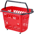 VEVOR Red Rolling Shopping Basket Set with Dual Handles