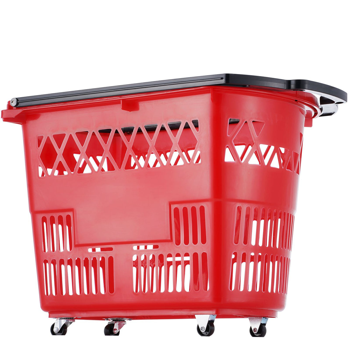 VEVOR Red Rolling Shopping Basket Set with Dual Handles