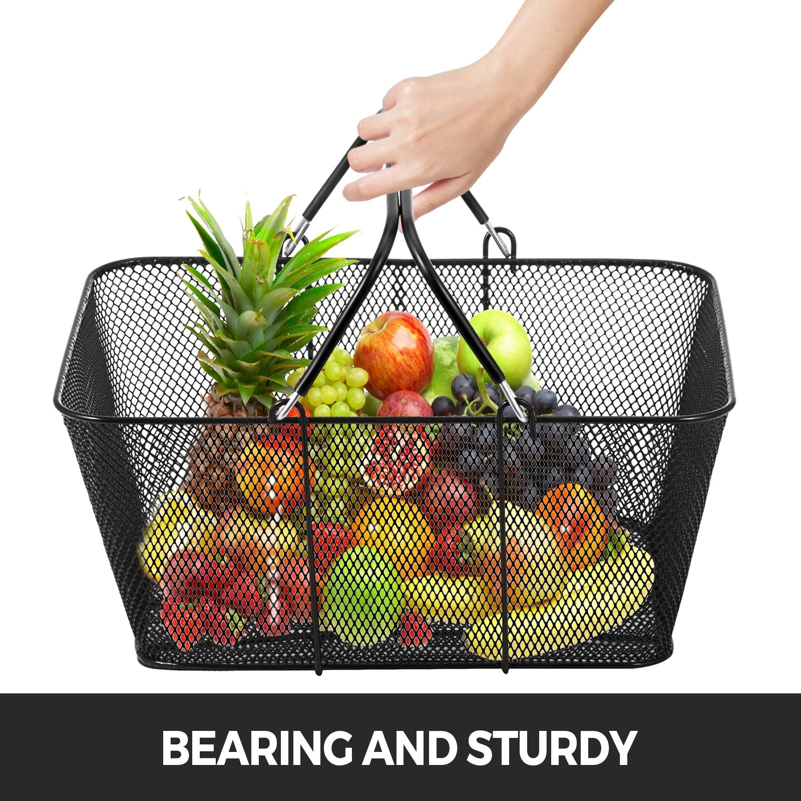 12-Pack Shopping Baskets with Folding Handles and Stand