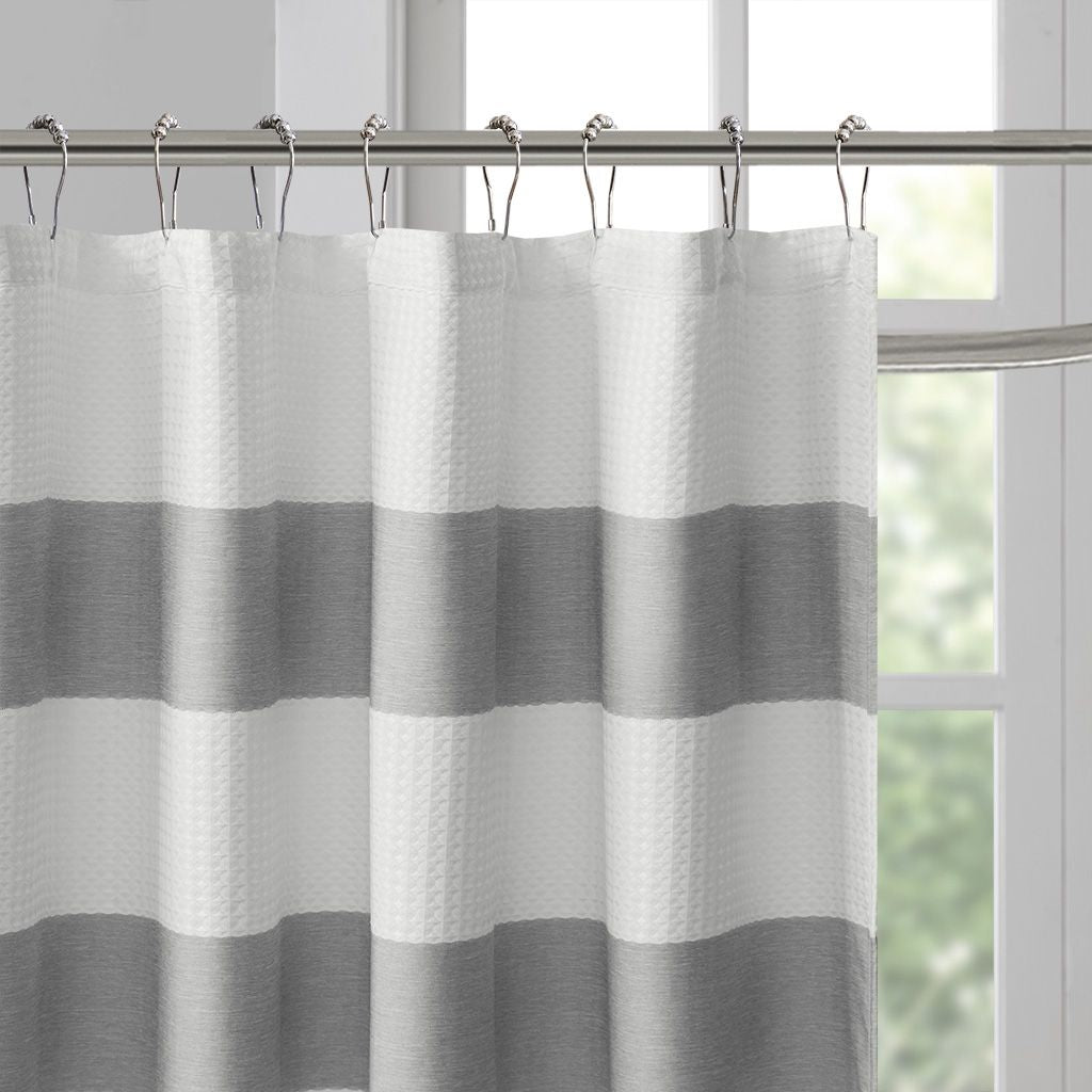 Gray Woven Shower Curtain with Scotchgard Treatment