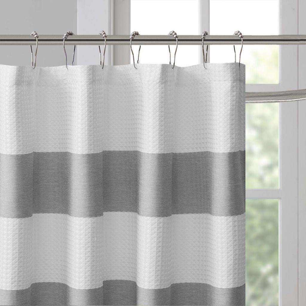 Gray Woven Shower Curtain with Scotchgard Treatment