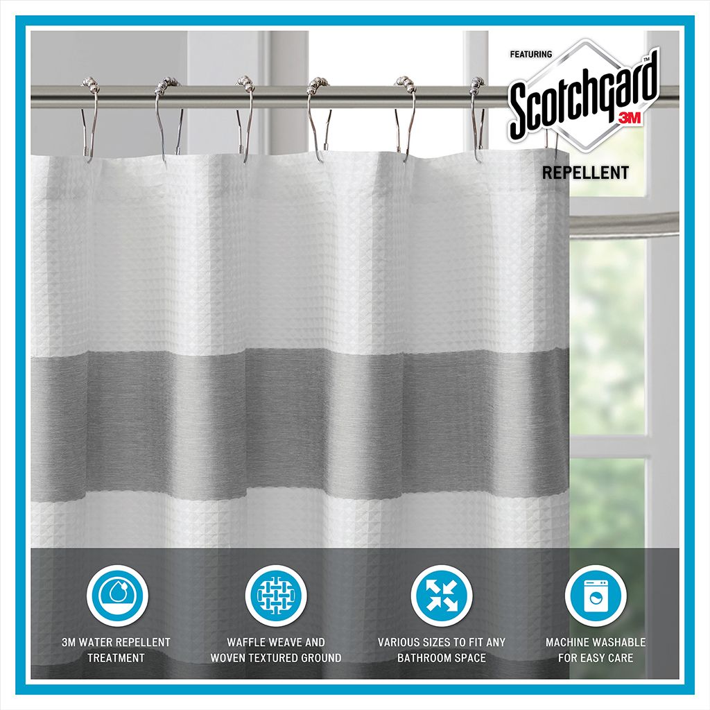Gray Woven Shower Curtain with Scotchgard Treatment