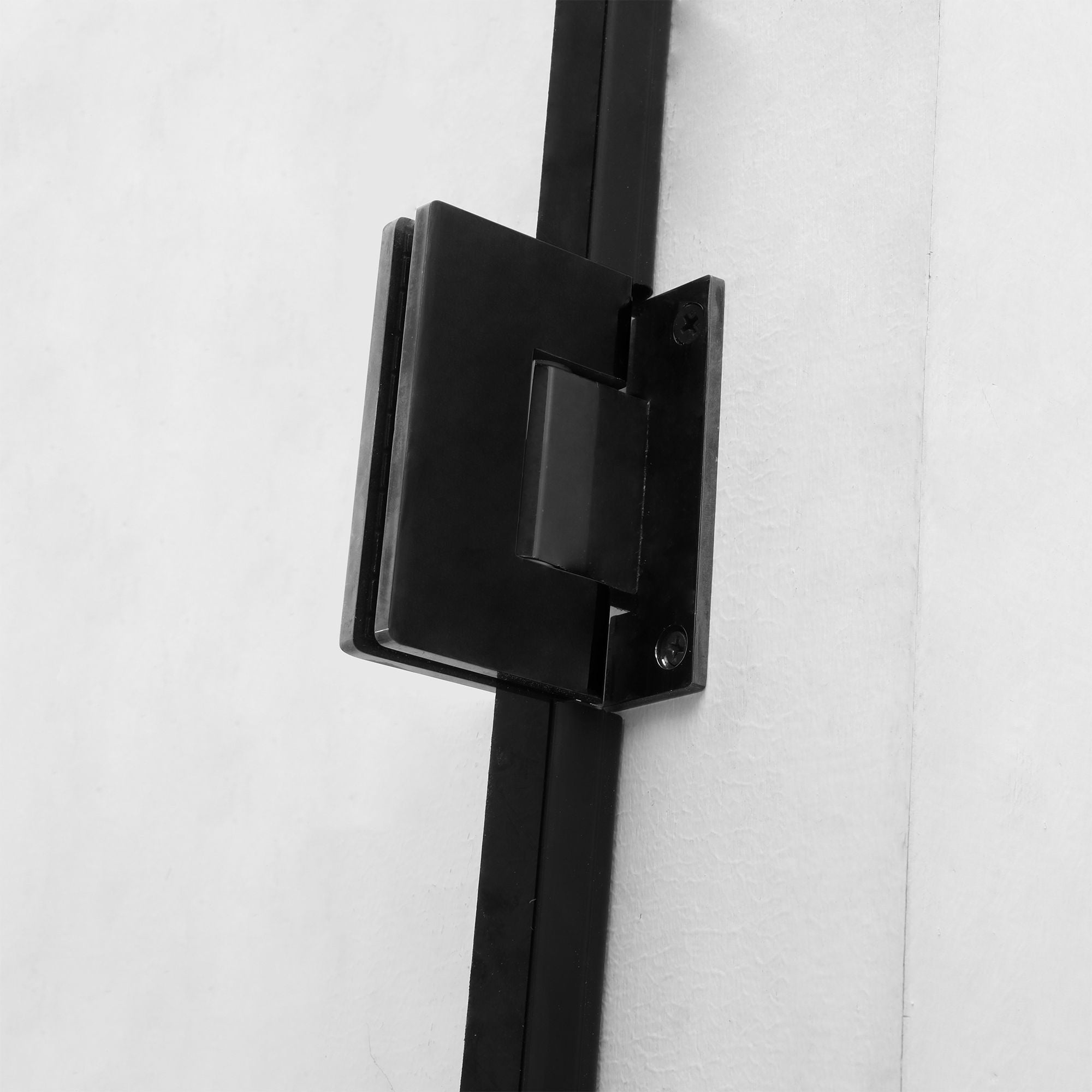 Pivot Frameless Shower Door with Open Entry and Pattern Glass in Satin Black