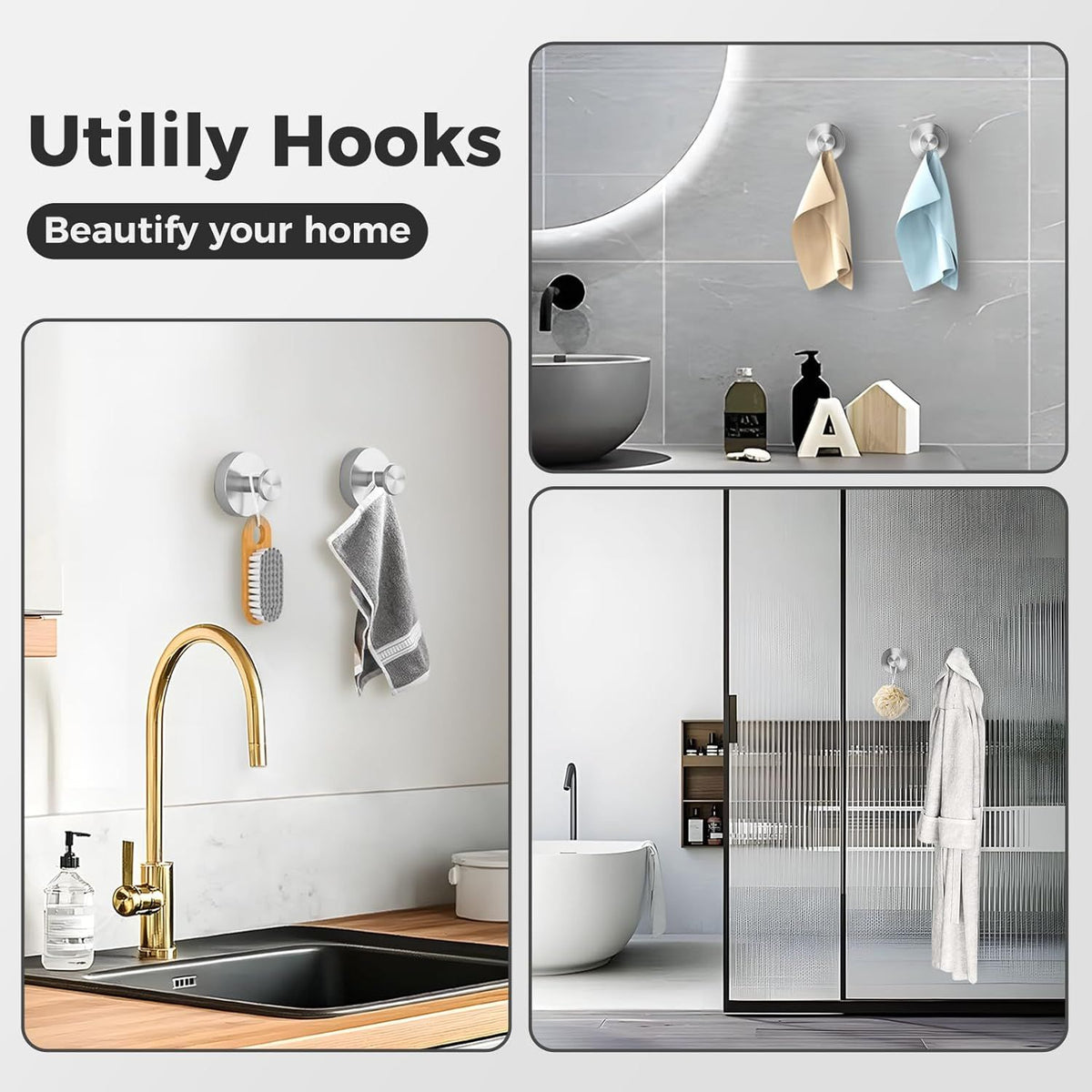 Removable Suction Cup Shower Hooks for Towels and Bathroom Use
