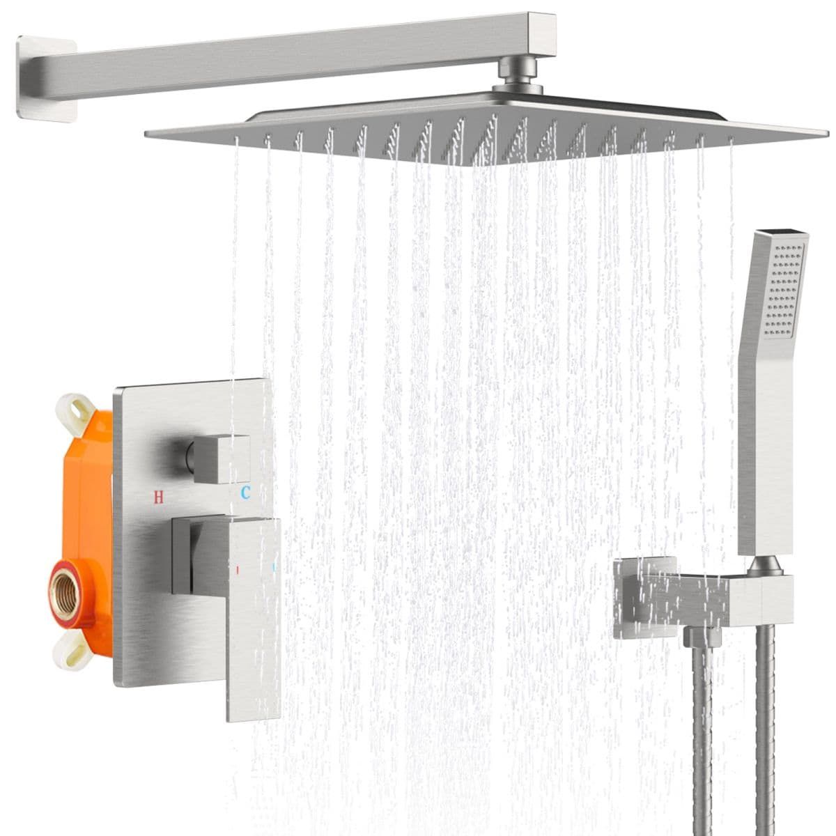 Brushed Nickel Rainfall and Handheld Shower System