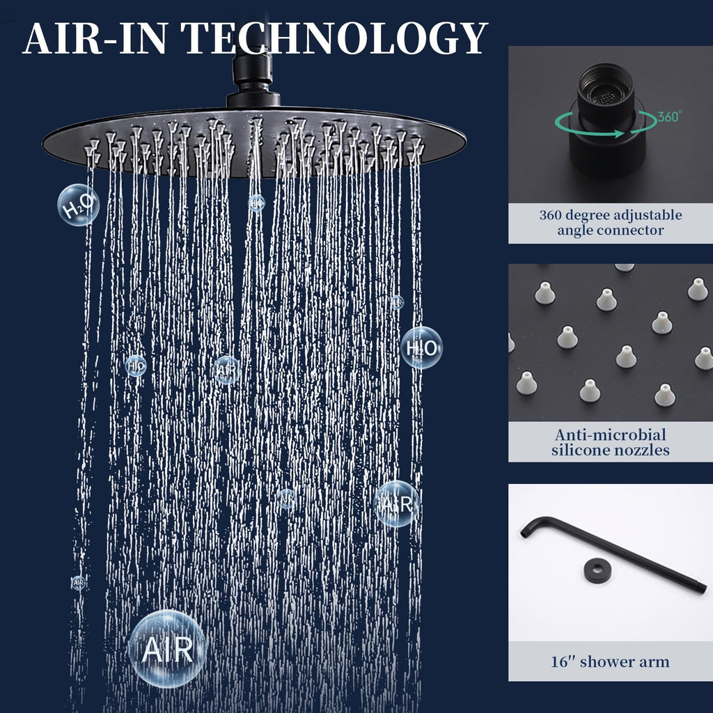 Matte Black Rainfall and Handheld Shower System