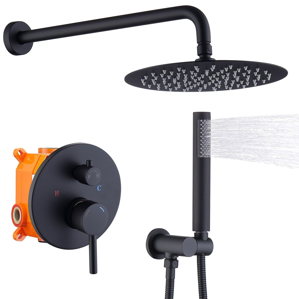 Matte Black Rainfall and Handheld Shower System