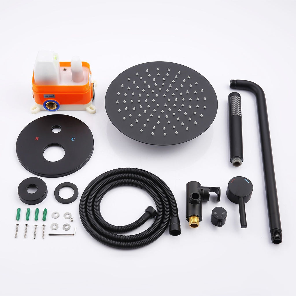 Matte Black Rainfall and Handheld Shower System