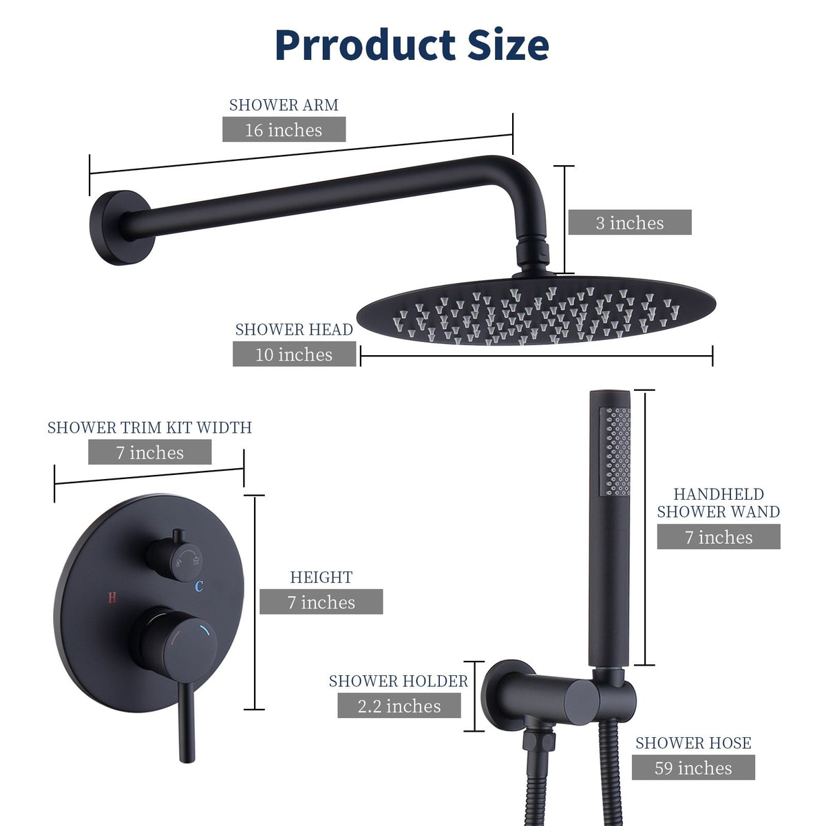 Matte Black Rainfall and Handheld Shower System