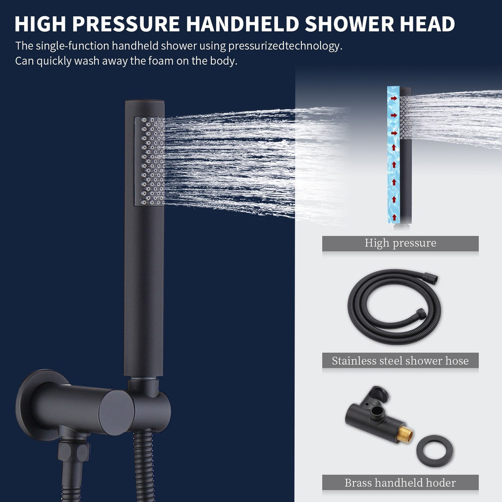 Matte Black Rainfall and Handheld Shower System