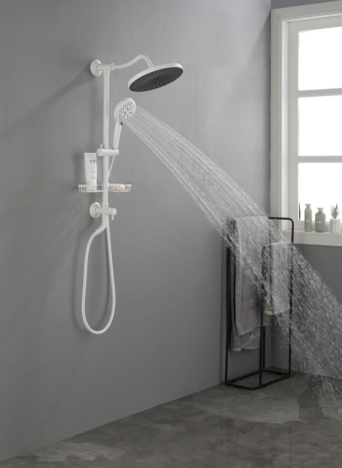 Rainfall Shower System with Adjustable Hand Shower