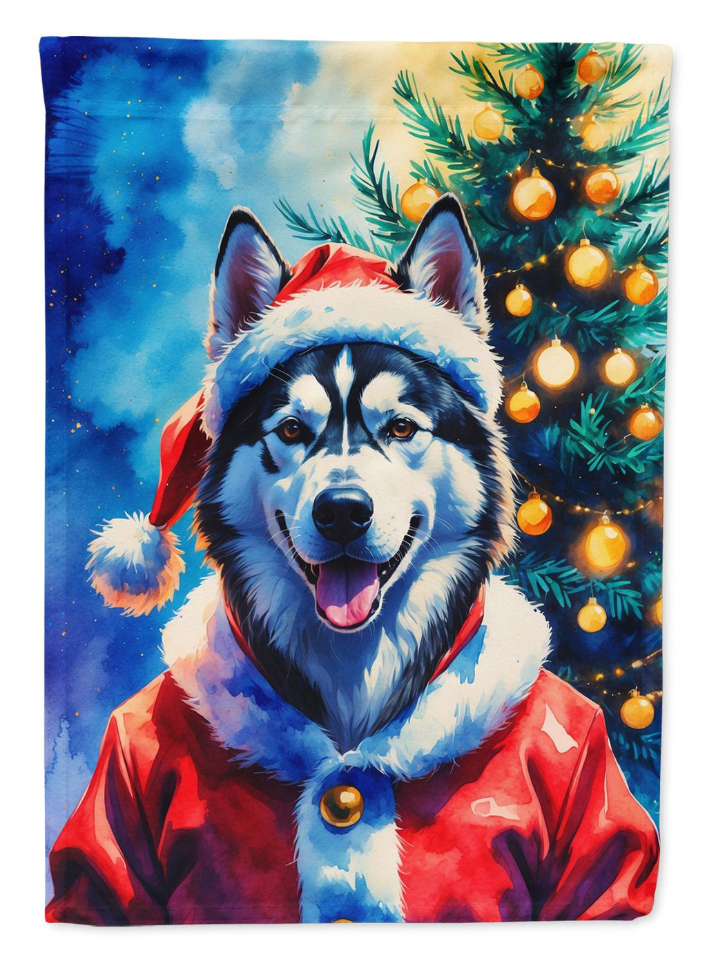 Siberian Husky Christmas House Flag Large Porch Sleeve Pole Decorative Outside Yard Banner Artwork W