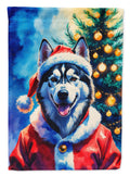 Siberian Husky Christmas House Flag Large Porch Sleeve Pole Decorative Outside Yard Banner Artwork W