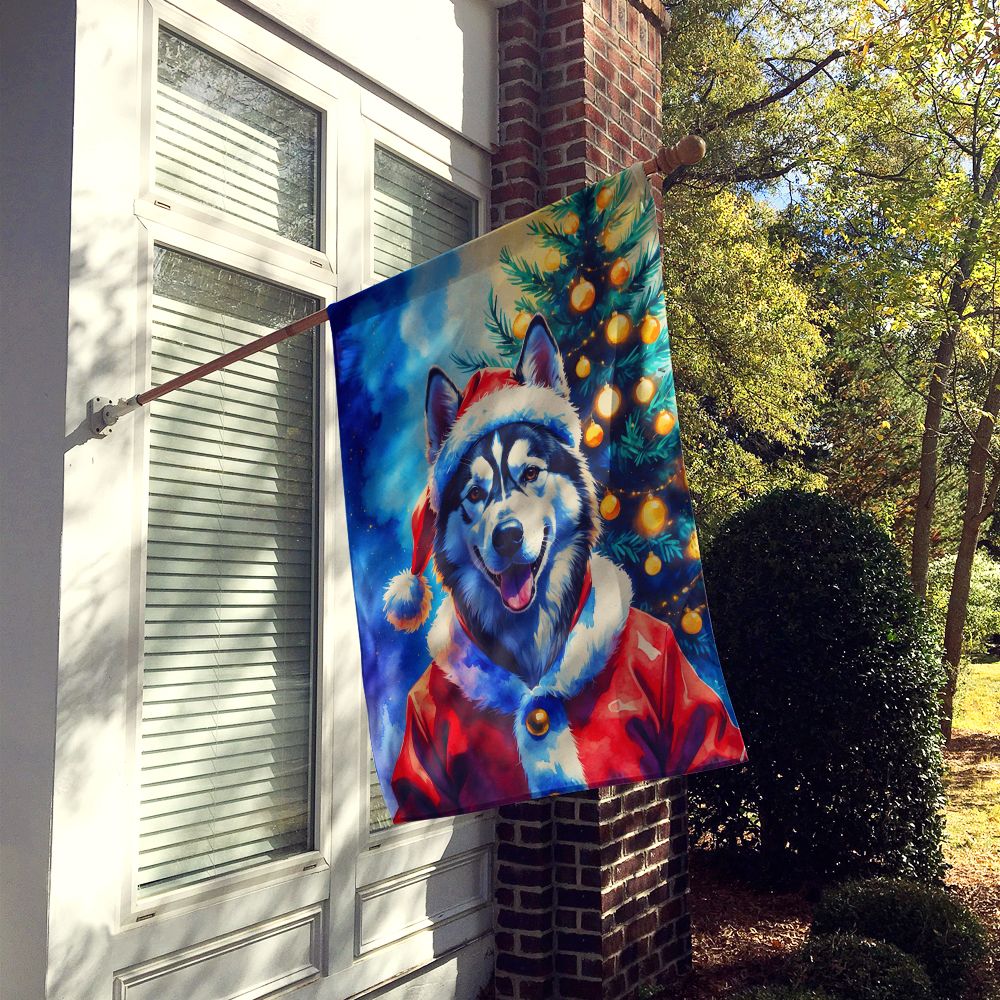 Siberian Husky Christmas House Flag Large Porch Sleeve Pole Decorative Outside Yard Banner Artwork W