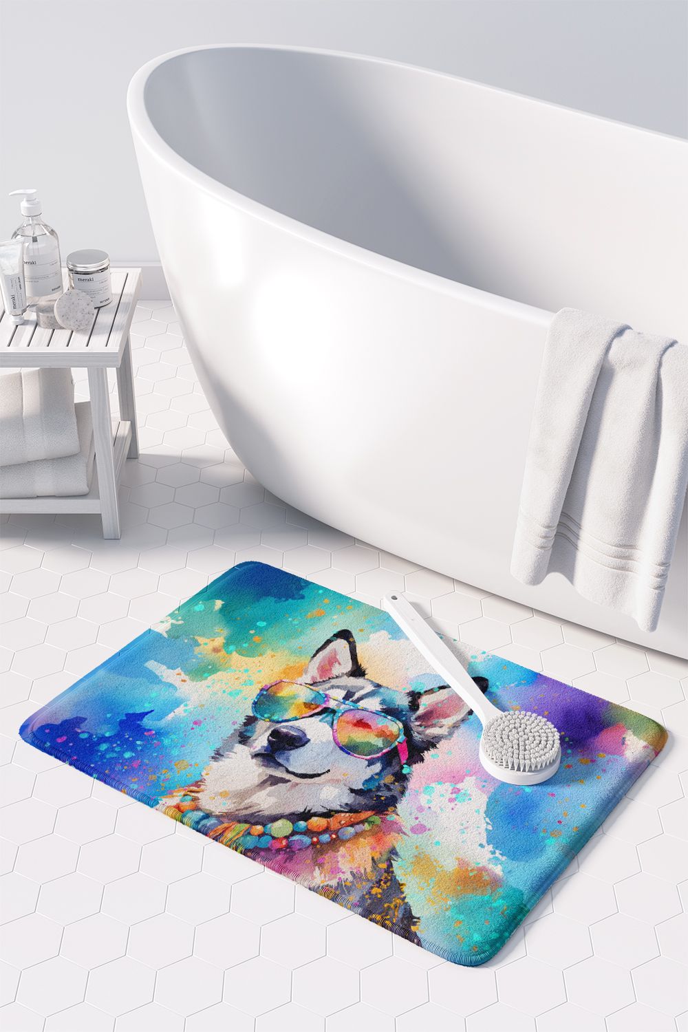 Siberian Husky Hippie Dawg Cushioned Floor Mat