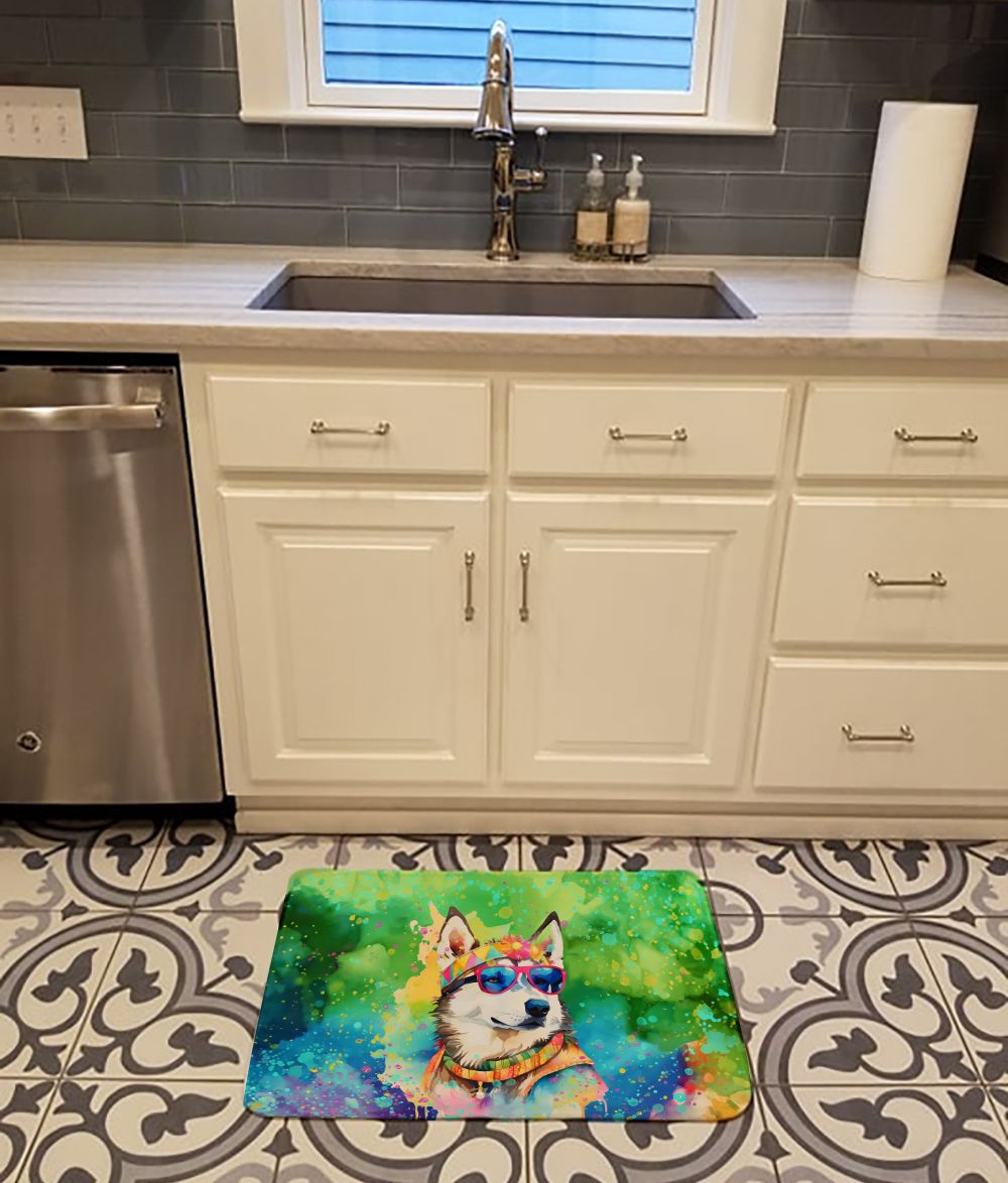 Siberian Husky Hippie Dawg Kitchen and Bath Mat