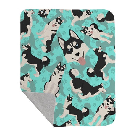 Siberian Husky Artwork Quilted Throw Blanket