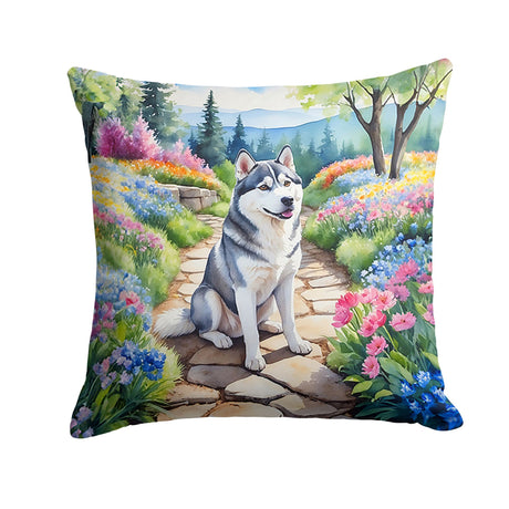 Siberian Husky Spring Path Decorative Pillow