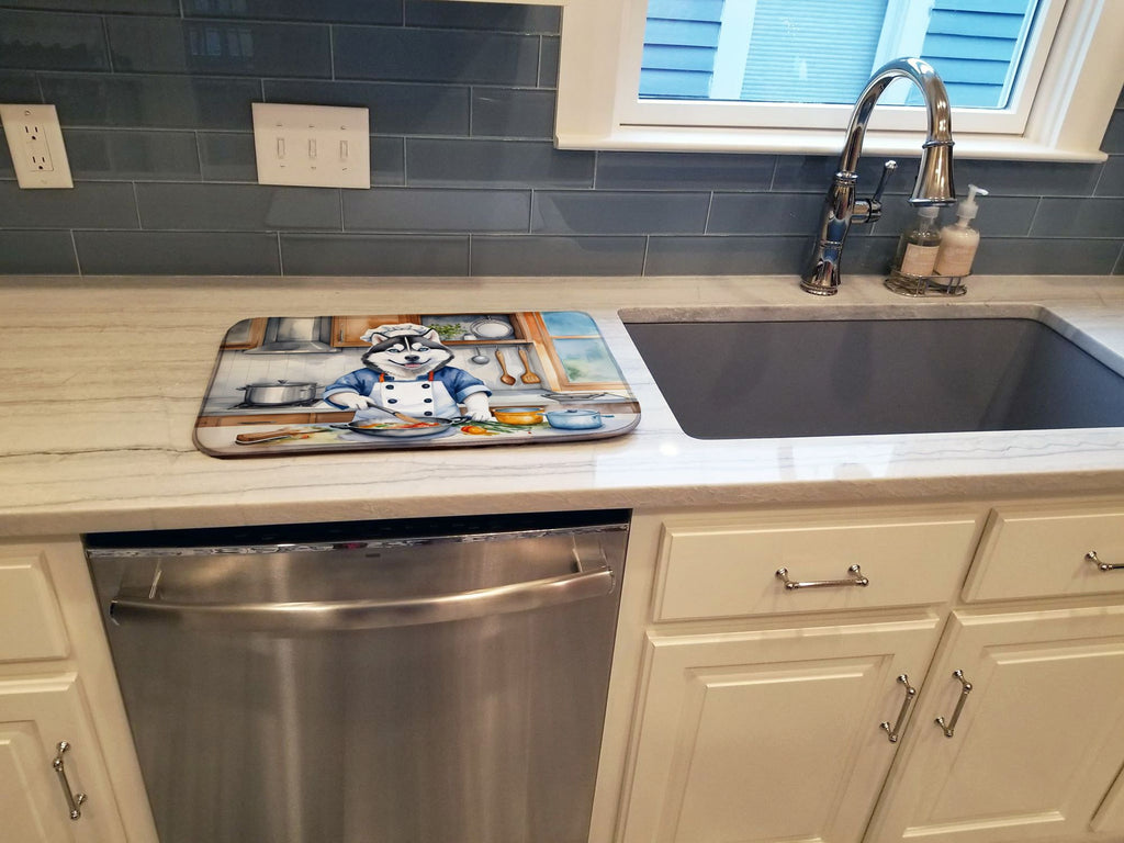 Siberian Husky Chef Dish Drying Mat