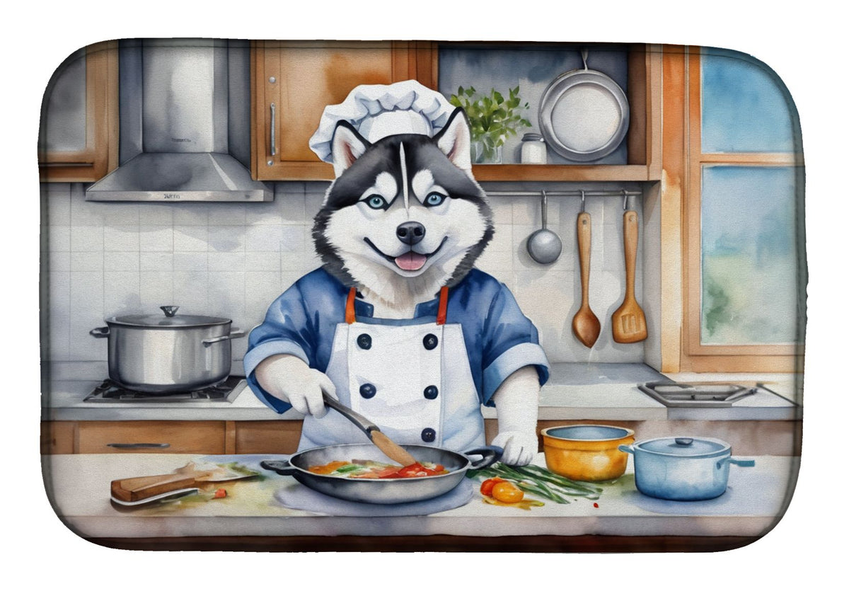 Siberian Husky Chef Dish Drying Mat